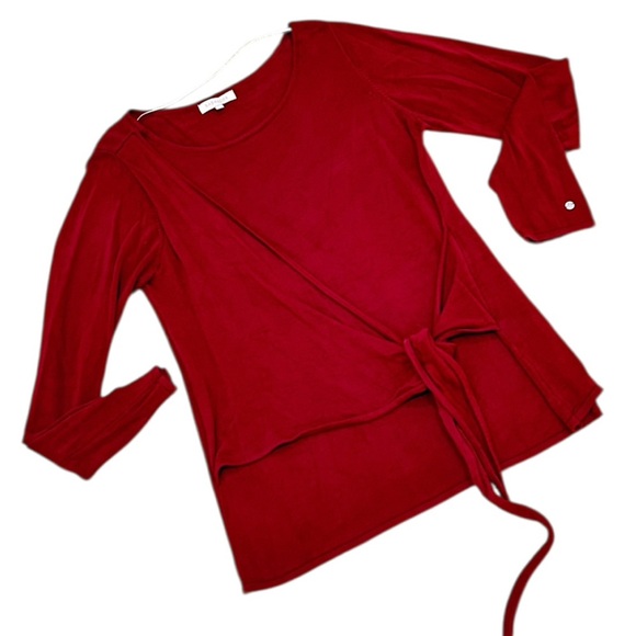 Rabalder cranberry half knit wrap Long Sleeve top made in India size large - Picture 3 of 11